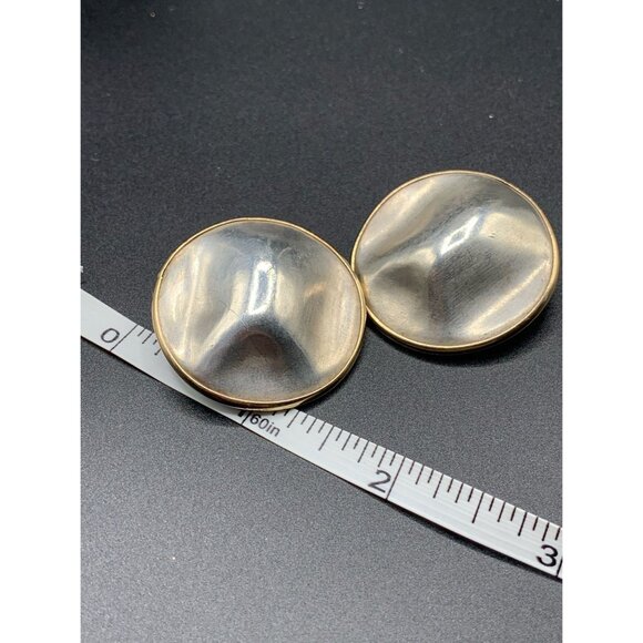 Modernist Sterling Silver And 14k Gold Clip-On Earrings Signed J.B.M. - Picture 8 of 8